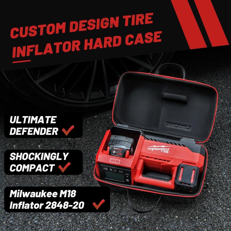 LOTOCASE حقيبة ضاغط الهواء لمضخة الهواء Milwaukee M18 2848-20، حقيبة تخزين مخصصة لحمل أدوات Milwaukee - تتضمن حزام عنق (حقيبة فقط) - Image 2